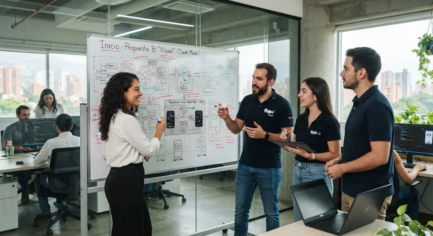 Equipo de AKIRA SYS definiendo requisitos en una pizarra